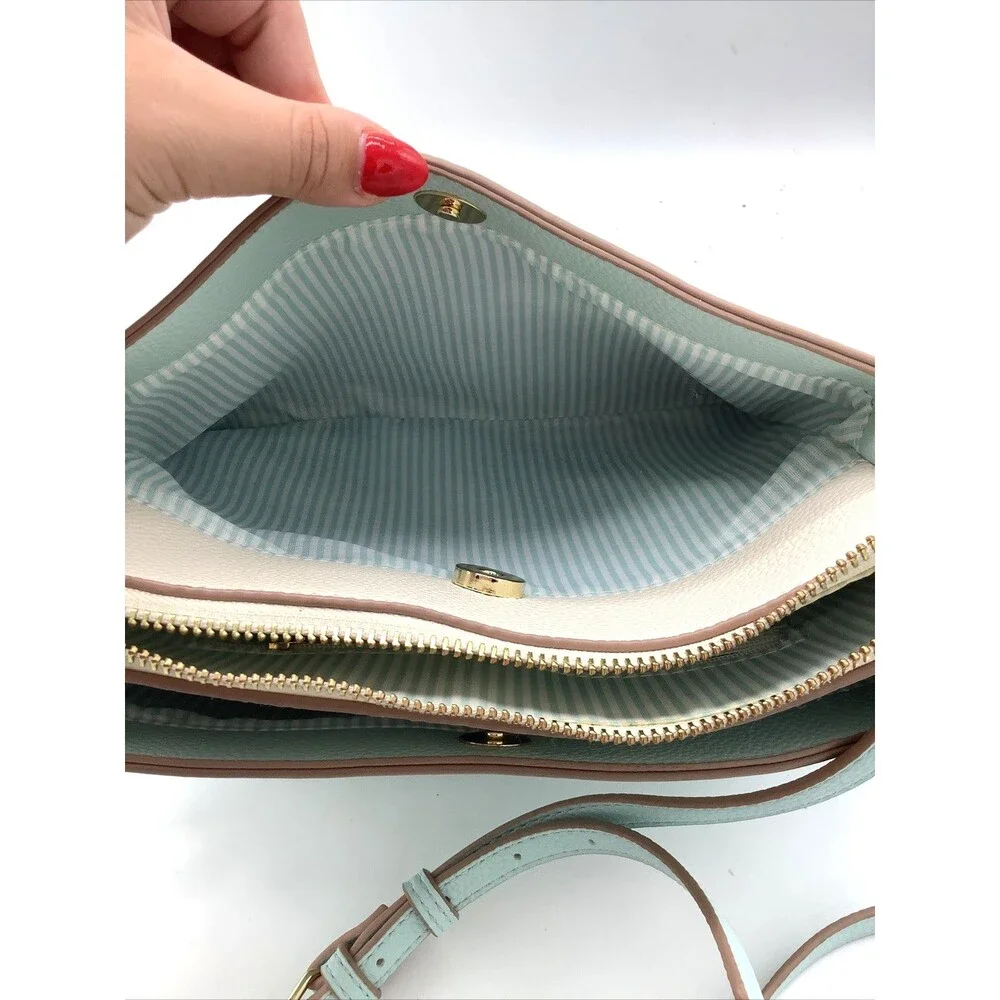 Nanette Lepore Ayanna Crossbody Ice Blue Purse Bag Zip Top Pocketbook Colorblock